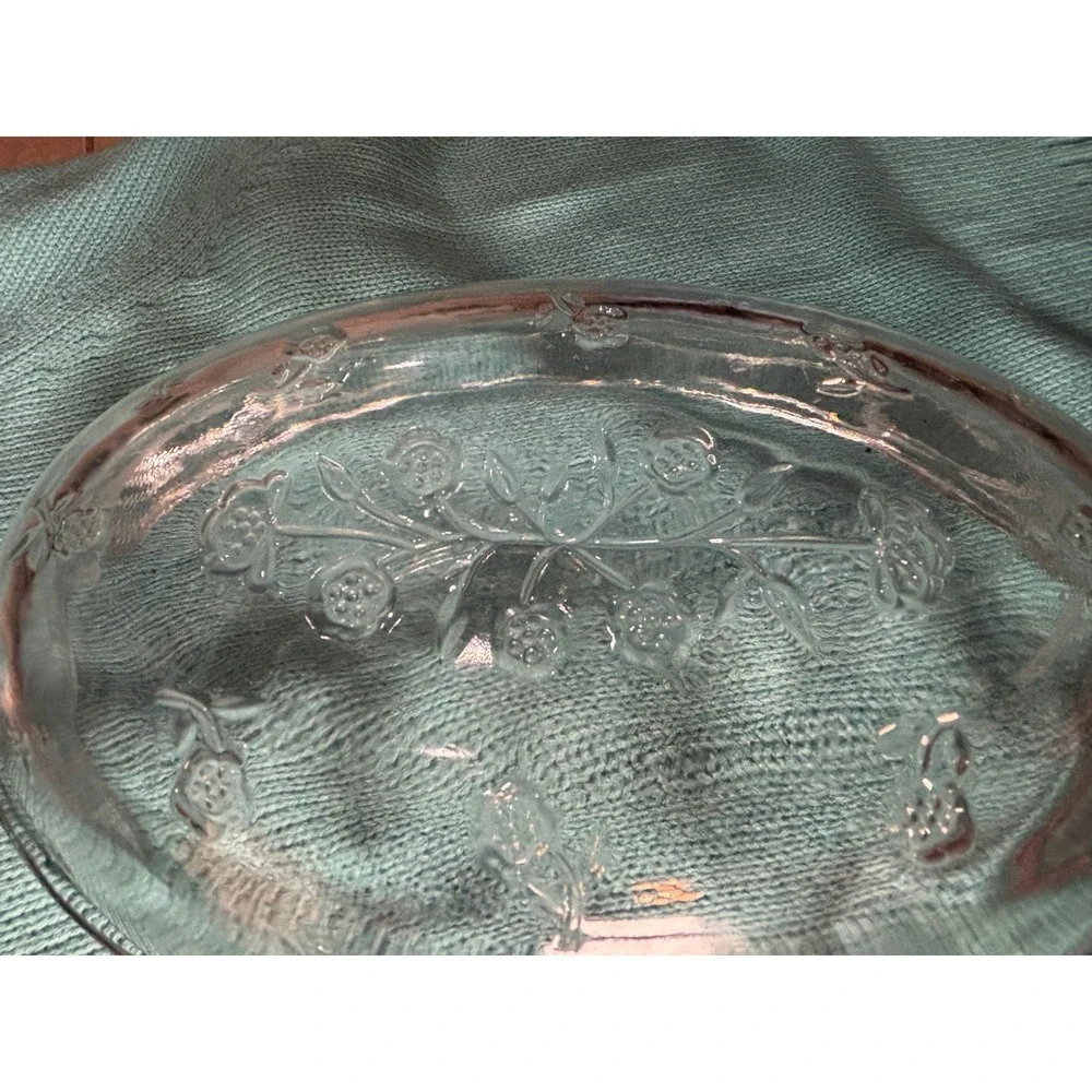 Princess House Heritage Etched Glass Oval Casserole Serving Dish with Lid 12.5in